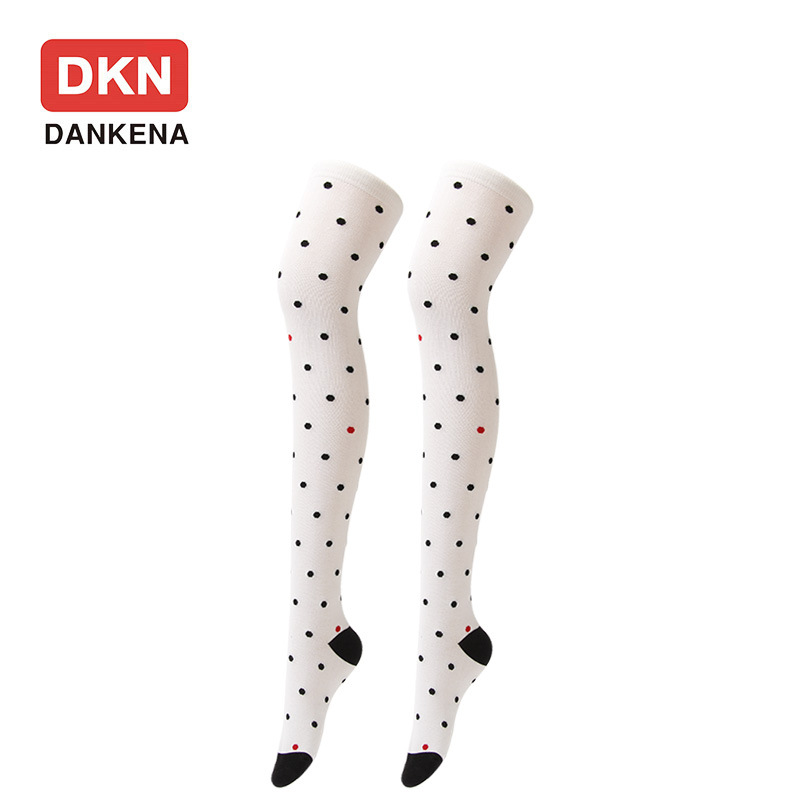 DANKENA Small Round Dot Love Stars Socks Students Teenage Cute Stockings Thigh High Socks